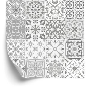 Papier Peint Belle Mosaïque Dans Les Tons De Gris – Image 2