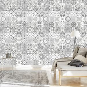 Papier Peint Belle Mosaïque Dans Les Tons De Gris – Image 3