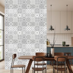 Papier Peint Belle Mosaïque Dans Les Tons De Gris – Image 4
