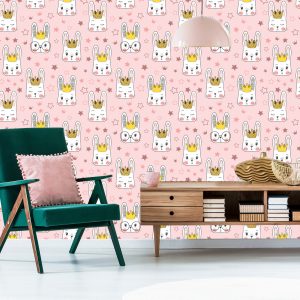 Papier Peint Pour Les Enfants - Lapins Et Étoiles – Image 6
