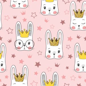 Papier Peint Pour Les Enfants - Lapins Et Étoiles – Image 1