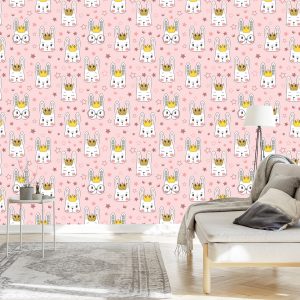 Papier Peint Pour Les Enfants - Lapins Et Étoiles – Image 3