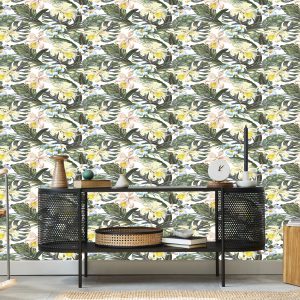 Papier Peint Feuilles Exotiques Fleurs – Image 5
