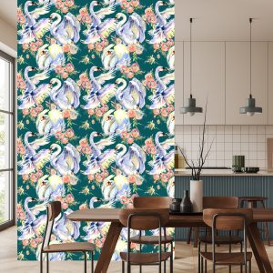 Papier Peint Cygnes Et Fleurs – Image 4