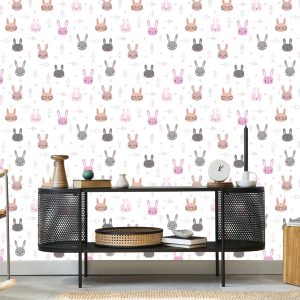 Papier Peint Petits Lapins Sur Fond Blanc – Image 5