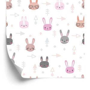Papier Peint Petits Lapins Sur Fond Blanc – Image 2