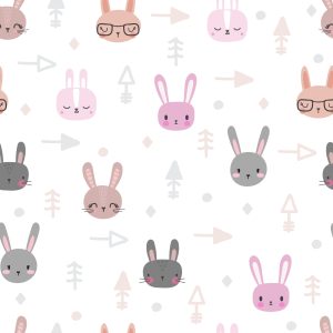 Papier Peint Petits Lapins Sur Fond Blanc – Image 1