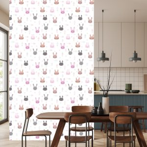 Papier Peint Petits Lapins Sur Fond Blanc – Image 4