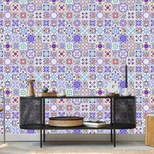 Papier Peint Salle À Manger En Mosaïque Colorée Carrelée – Image 5