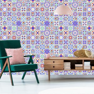 Papier Peint Salle À Manger En Mosaïque Colorée Carrelée – Image 6