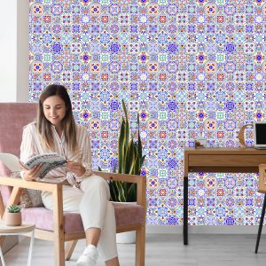 Papier Peint Salle À Manger En Mosaïque Colorée Carrelée – Image 7