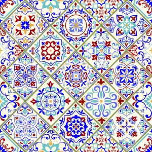 Papier Peint Salle À Manger En Mosaïque Colorée Carrelée – Image 1