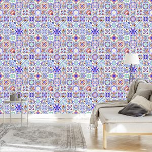 Papier Peint Salle À Manger En Mosaïque Colorée Carrelée – Image 3