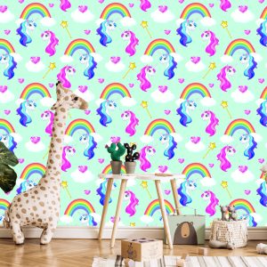 Papier Peint Pour Les Enfants - Licornes Colorées Magiques – Image 5