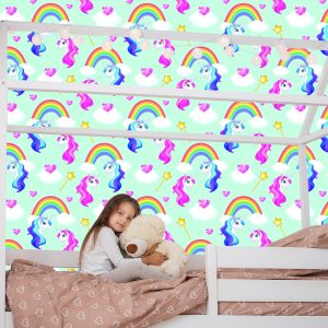 Papier Peint Pour Les Enfants - Licornes Colorées Magiques – Image 7