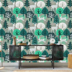 Papier Peint Arbres, Vert, Nature Chambre D'enfant – Image 5