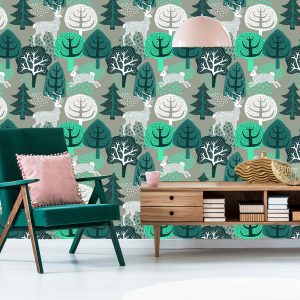 Papier Peint Arbres, Vert, Nature Chambre D'enfant – Image 6