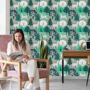 Papier Peint Arbres, Vert, Nature Chambre D'enfant – Image 7