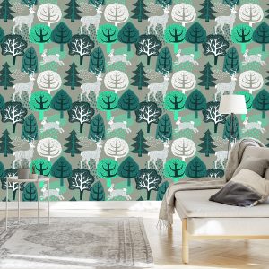 Papier Peint Arbres, Vert, Nature Chambre D'enfant – Image 3