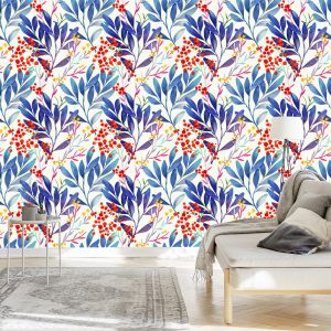 Papier Peint Fleurs Colorées Dans Un Style Rétro – Image 3