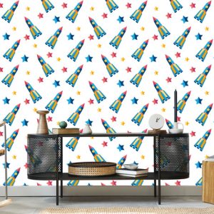 Papier Peint Vaisseau Spatial Étoiles Pour Chambre De Bébé – Image 5