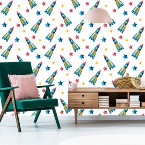 Papier Peint Vaisseau Spatial Étoiles Pour Chambre De Bébé – Image 6