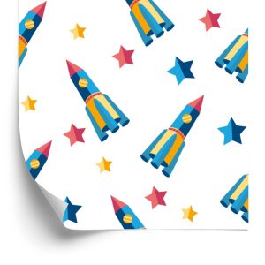 Papier Peint Vaisseau Spatial Étoiles Pour Chambre De Bébé – Image 2