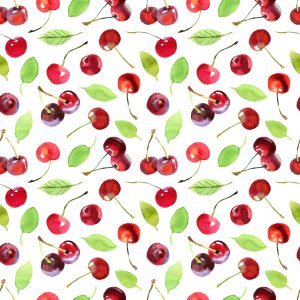 Papier Peint Dans Le Fruit Des Feuilles De Cerises Pour La Cuisine – Image 1