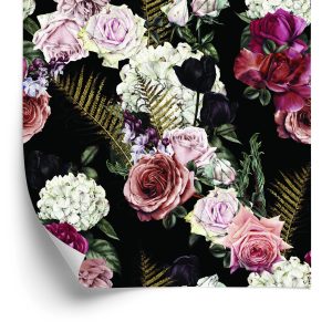 Papier Peint Roses, Feuilles De Fougère – Image 2