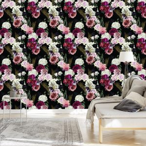 Papier Peint Roses, Feuilles De Fougère – Image 3