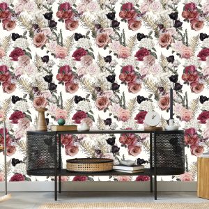 Papier Peint Roses Aux Feuilles De Fougère – Image 5