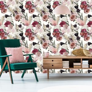Papier Peint Roses Aux Feuilles De Fougère – Image 6
