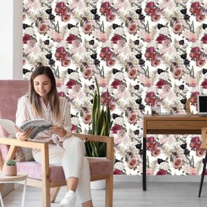 Papier Peint Roses Aux Feuilles De Fougère – Image 7