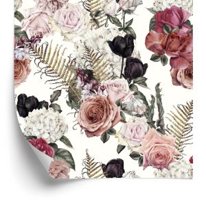 Papier Peint Roses Aux Feuilles De Fougère – Image 2