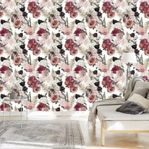 Papier Peint Roses Aux Feuilles De Fougère – Image 3