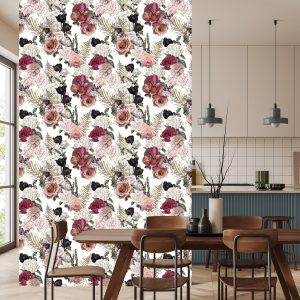 Papier Peint Roses Aux Feuilles De Fougère – Image 4