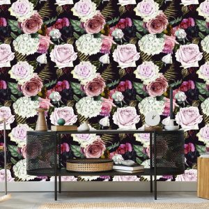 Papier Peint Roses, Feuilles De Fougère – Image 5