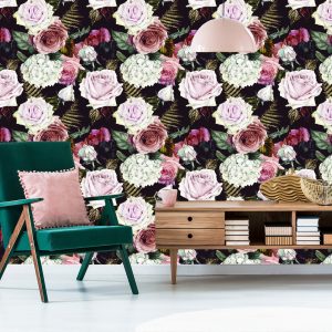 Papier Peint Roses, Feuilles De Fougère – Image 6