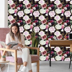Papier Peint Roses, Feuilles De Fougère – Image 7