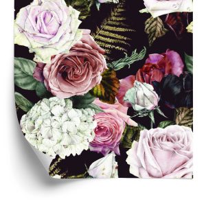 Papier Peint Roses, Feuilles De Fougère – Image 2