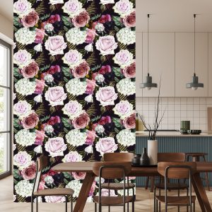 Papier Peint Roses, Feuilles De Fougère – Image 4