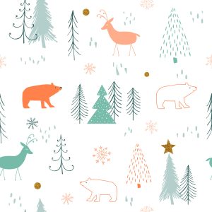 Papier Peint Pour Les Enfants - Ours Et Cerfs – Image 1