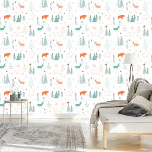 Papier Peint Pour Les Enfants - Ours Et Cerfs – Image 3