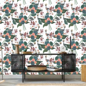 Papier Peint Grues Parmi Les Fleurs – Image 5