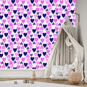 Papier Peint Pour Les Enfants - Jolis Coeurs Colorés – Image 3