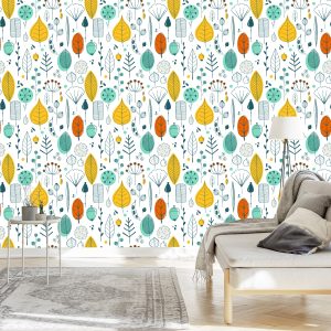 Papier Peint Feuilles De Style Scandinave Pour La Chambre De Bébé – Image 3