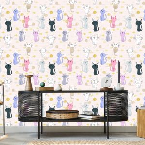 Papier Peint Pour Les Enfants - Chatons Et Poissons – Image 5
