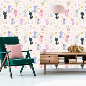 Papier Peint Pour Les Enfants - Chatons Et Poissons – Image 6