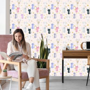 Papier Peint Pour Les Enfants - Chatons Et Poissons – Image 7