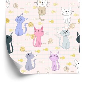 Papier Peint Pour Les Enfants - Chatons Et Poissons – Image 2